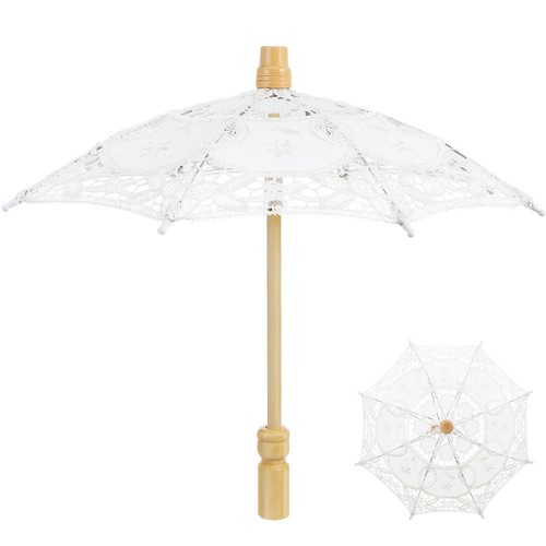 Ghulumn Parapluie De Mariage 80 Cm En Dentelle Broderie Victorienne Élégante - Parasol Nuptiale Blanc Romantique