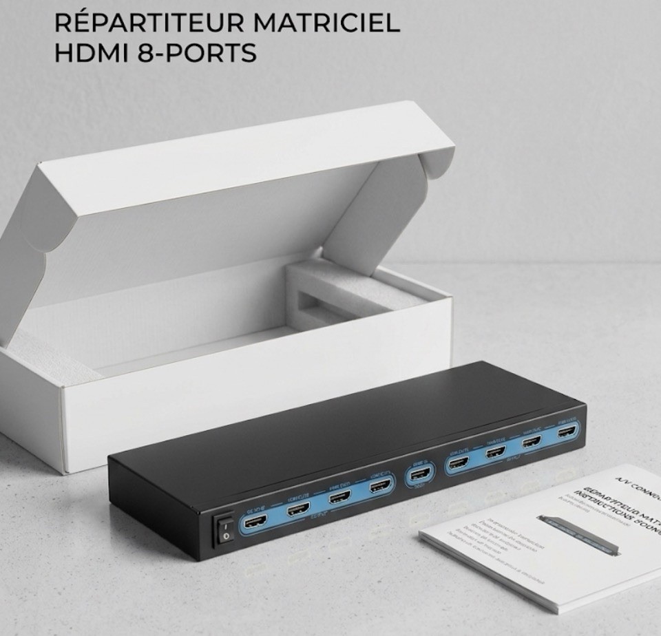 Répartiteur HDMI 1x8 4K 60Hz avec technologie HDR pour imagerie médicale