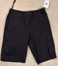 Jones New York Bermuda Shorts Size 10 Signature Black Stretch Faux Back Pkts