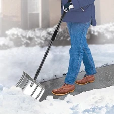 Snow Shovel for Driveway, 53/66 inches Aluminum Snow Pusher Shovel Heavy Duty...