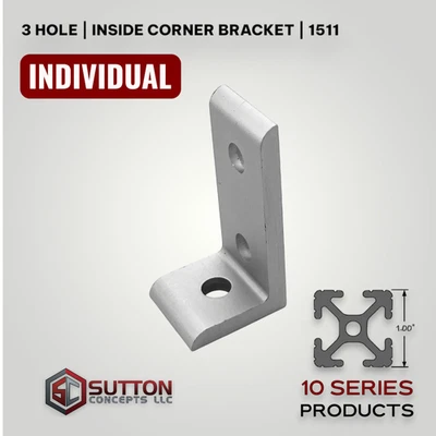 SUTTON CONCEPTS 3 Hole Inside Corner Bracket | 10 Series Compatible with 80/20 4176