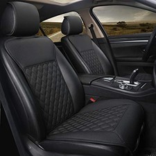 1 Pair Luxury Car Seat Covers Protectors, Universal Diamond Pattern - Black