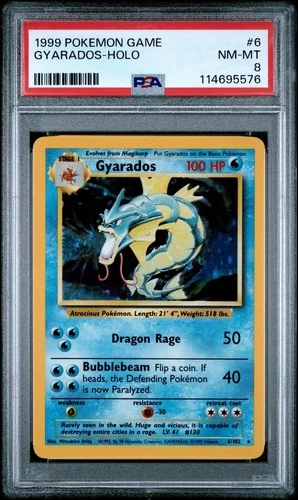 New ListingPokémon Gyarados Base Set Holo Rare 6/102 PSA 8 1999 English NM-MT