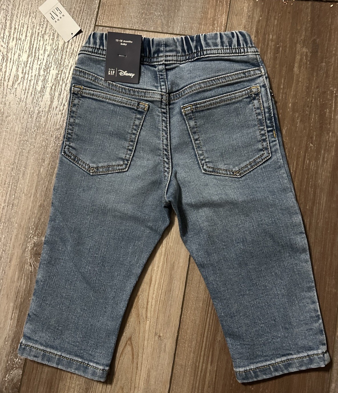 NEW Baby Gap Kids Disney Mickey Mouse Denim Blue Jeans 12-18 Months NWT image 3