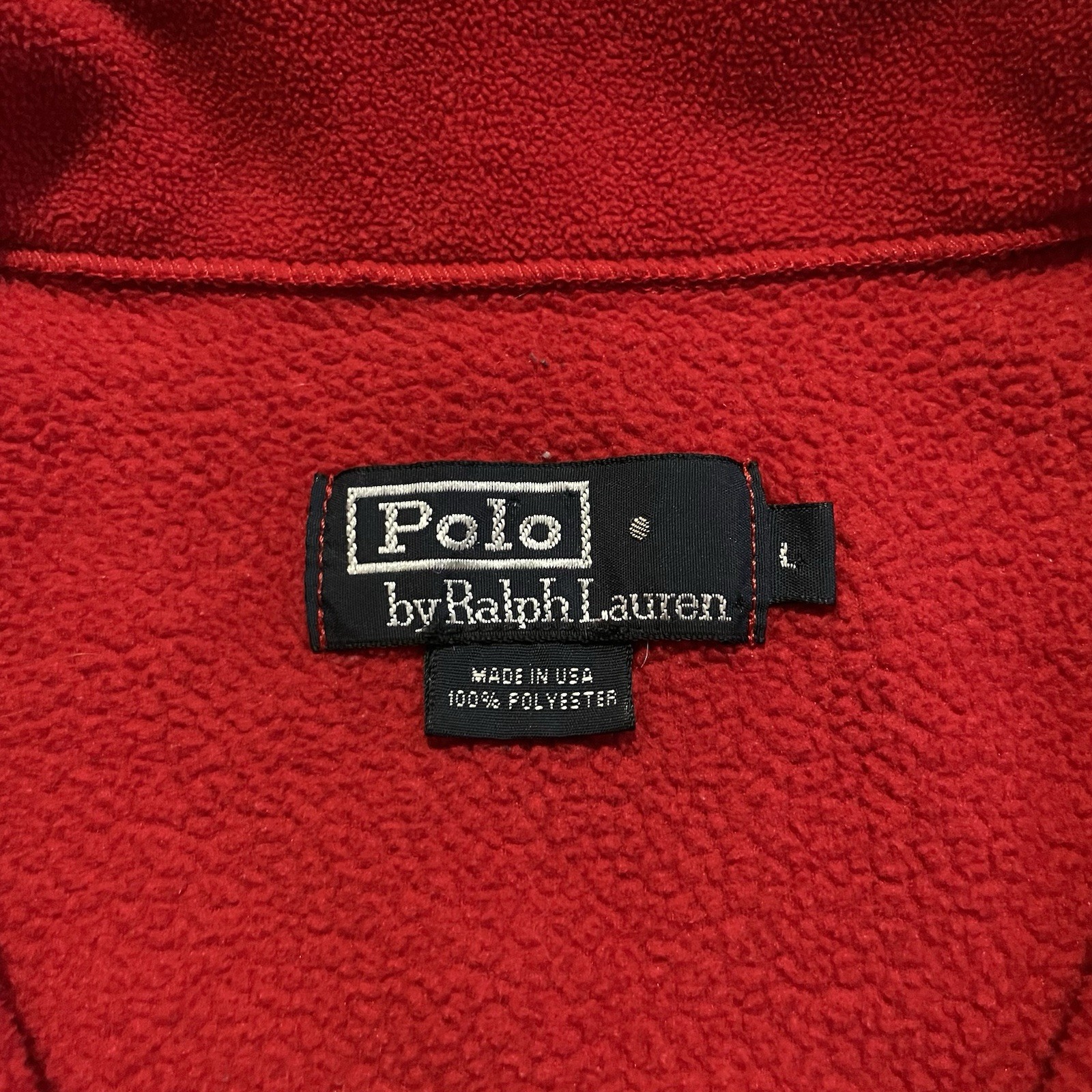 Giacca Polo Ralph Lauren vintage uomo grande rossa 1 4 zip pile pony made in USA