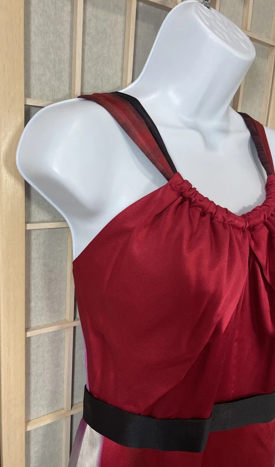 NUEVO CON ETIQUETAS $448 Vestido Elie Tahari 6 Simone Vagón Rojo Seda Sin Mangas Funda Halter Foto 4 de 4