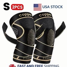 2 Piece Copper Knee Brace Compression Sleeves Arthritis Support for Men Women
