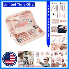 Stylish 12-in-1 Rose Gold Manicure Set in Pink Leather Bag – Ultimate Beauty Kit