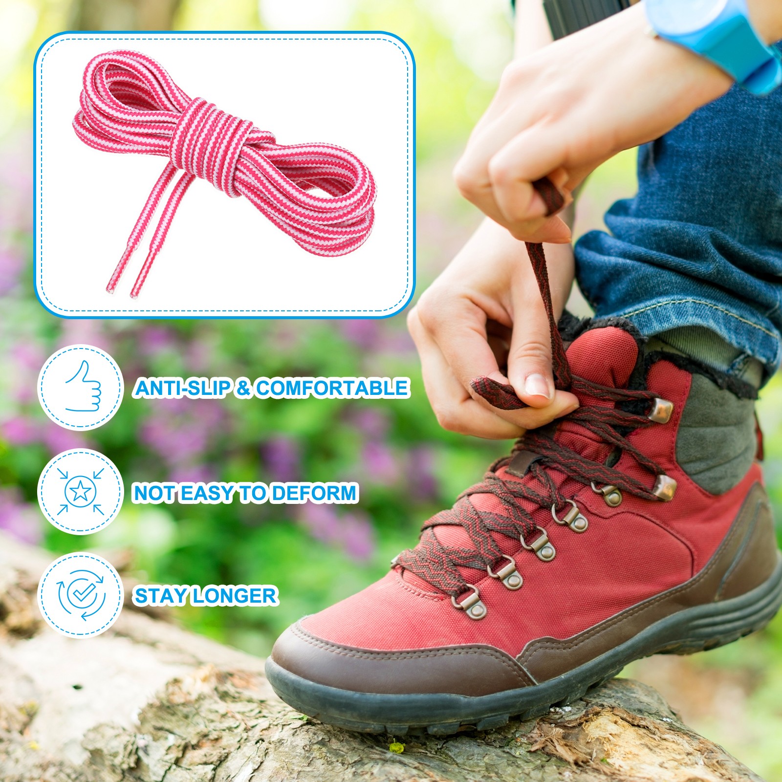 APL 4 paia di lacci per stivali rotondi 47 2 x 5 32 pollici bianco rosso