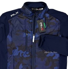 Ralph Lauren RLX Navy Blue Camo Full Zip Golf Jacket Wool Hybrid Mens M-XL