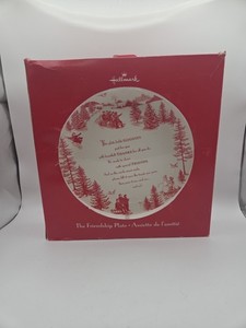 Vintage Hallmark Friendship Christmas Plate White And Red 12.5 Inches