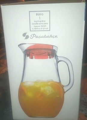 Pasabahce Glass Red Bistro Jug Carafe Pitcher, brand NEW