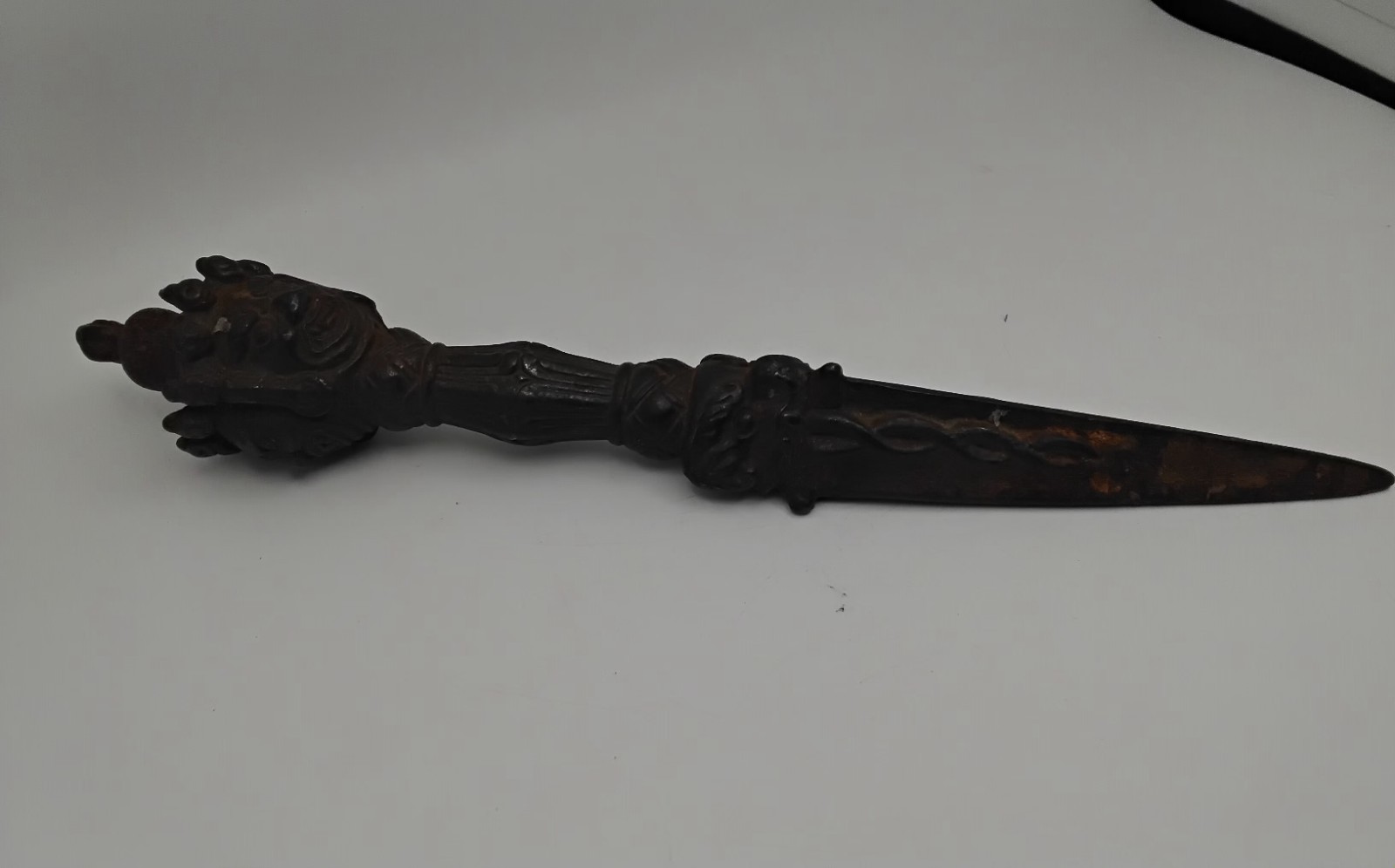 Vtg Tibetan Buddhist Solid Iron 3 Faces Mahakal Phurba