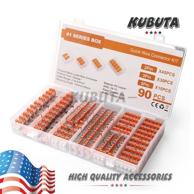 90Pcs Fits Wago 221 Lever Nuts Compact Splicing Wire Connectors - 2/3/5 Terminal