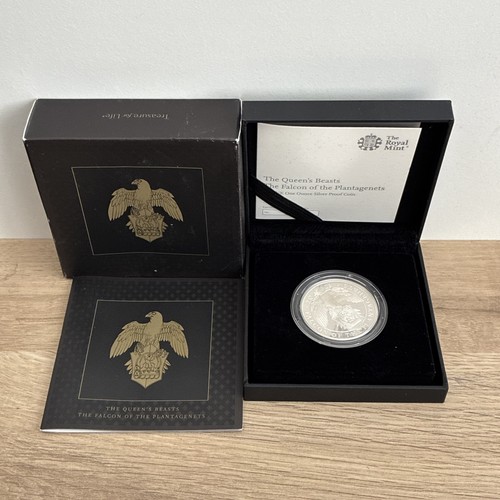 2019 Queens Beasts Falcon of the Plantagenets £2 1oz Silver Proof Coin Box & COA
