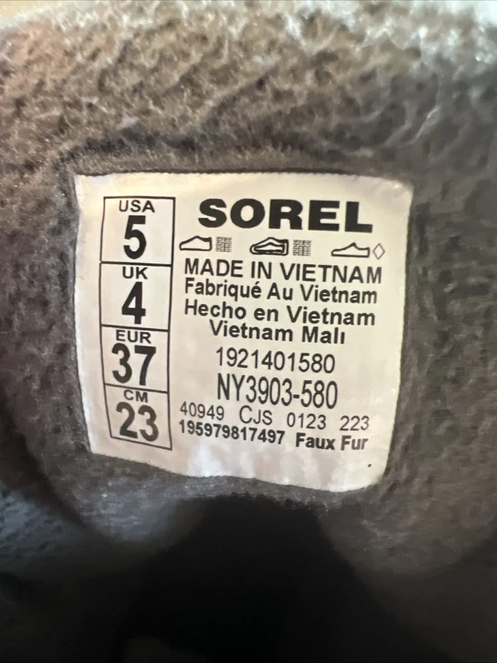 Sorel Lavender Gray Fabric Waterproof Winter Boots Kids 6 - Image 4 of 4