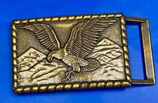 Patriotic Eagle Hunting Diving Flying Wings Wide Over Mountains Belt Buckle