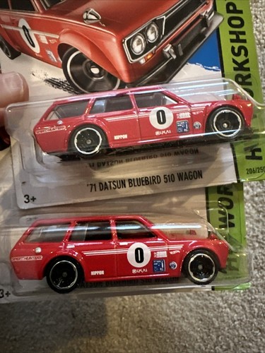 Juego Hot Wheels 1971 Red Datsun Bluebird WAGON 510 2014 parrilla variante malla suave - Imagen 9 de 11
