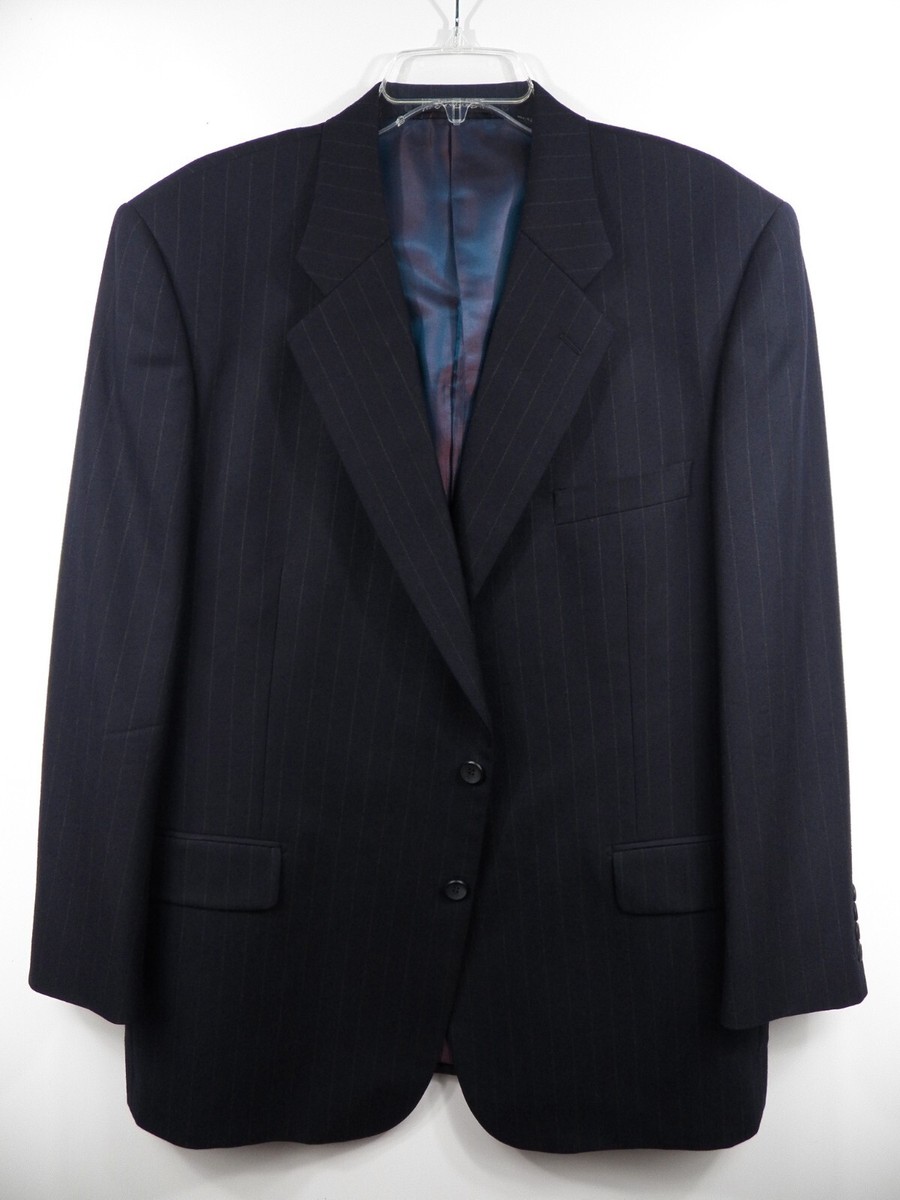 YVES SAINT LAURENT YSL FRANCE MENS 44 R BLAZER SUIT NAVY BLUE GREY