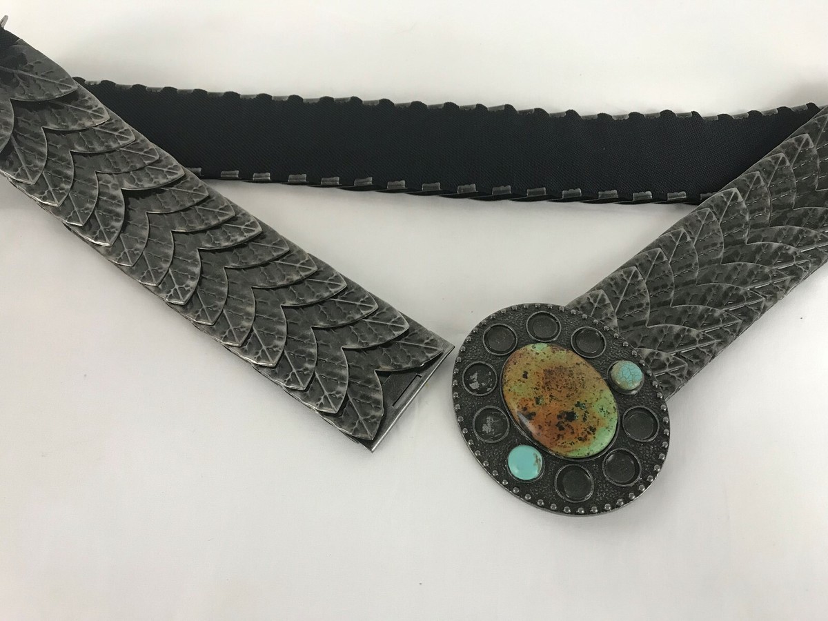 Ecote Stretch Elastic with metal leaves Belt Size Medium 32  display picture 3