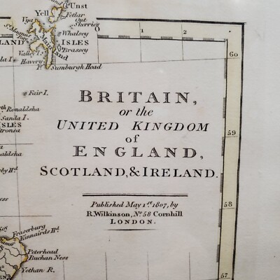 1809 Hand Color Wilkinson's General Atlas of the World British Isles Map