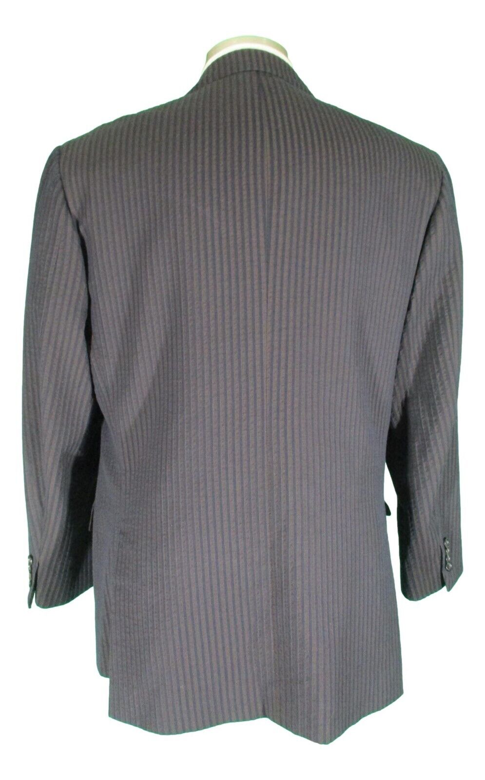 Isaia Napoli Mens Black Stripe 2 Btn Cotton Wool … - image 2