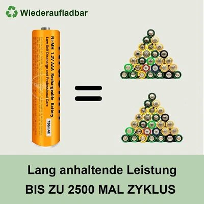 NRAONRN pack of 6 1,2V 750mAh NI-MH Batterien AAA wiederaufladbar für PC Zubehör
