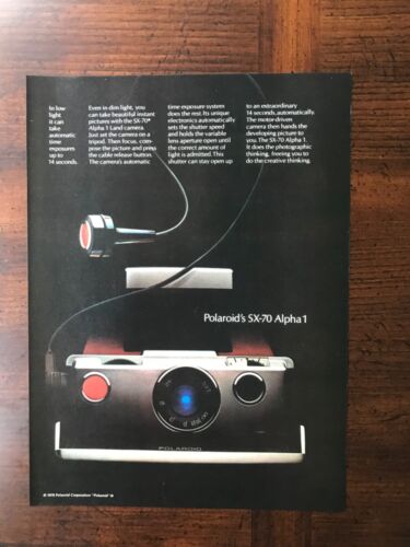 1978 Vintage Original Druck Ad Polaroid SX-70 Alpha 1 Kamera - Bild 1 von 1