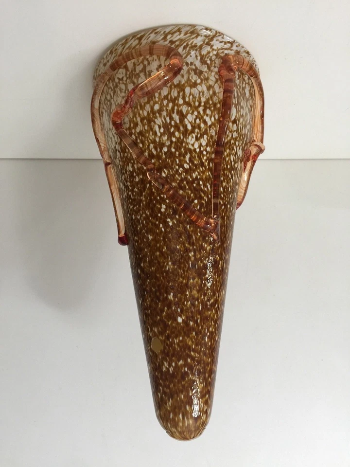 Murano Bavai Conicity Art Glass Brown Amber Pendant Light Shade 15 1/4" T x 8" D - Image 2 of 4