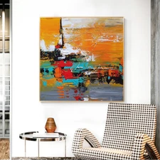 Abstract Painting Hand painted Square Geometric Oil Painting For Living Room