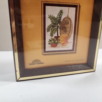 Vintage Sunset Designs Jiffy 5x7 Hardwood Frame Gold Edge Crewel