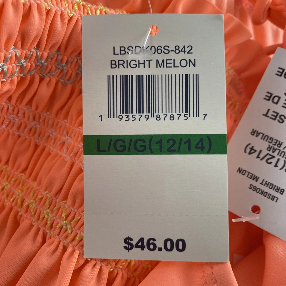 NWT Lucky Brand Girls Two-Piece Swimsuit, Natalie Bright Melon Size L - Image 2 of 2