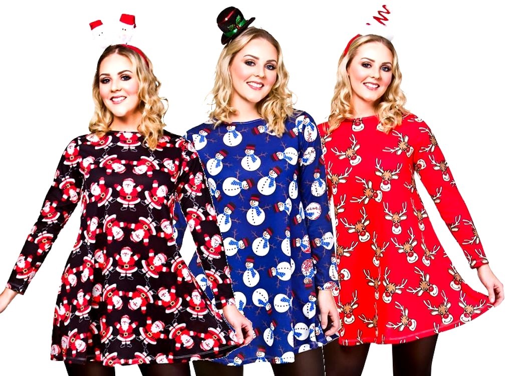 Ladies CHRISTMAS PARTY DRESS Festive Fun Fancy Dress Santa Womans Adults |  eBay