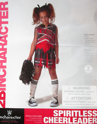 Spiritless Cheerleader Kostüm Für Mädchen – Gr. S In Rot, Schwarz, Weiß (Halloween, Mottoparty)