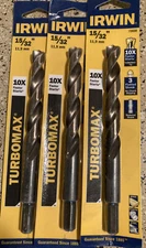 Irwin #73630 15/32" Turbomax Drill Bit LOT OF 3 PACK COMBINE SHIPPING AVAILABLE