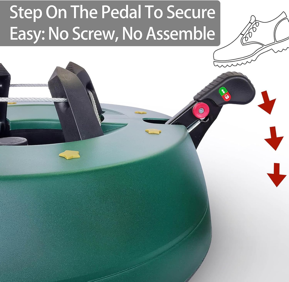 Christmas Tree Stand with Water Reservoir, Fast Clamped 8Ft Tree with 5