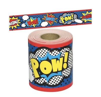NWT-Teacher Created Resources Superhero Rolled Border Trim, 3  x 50 