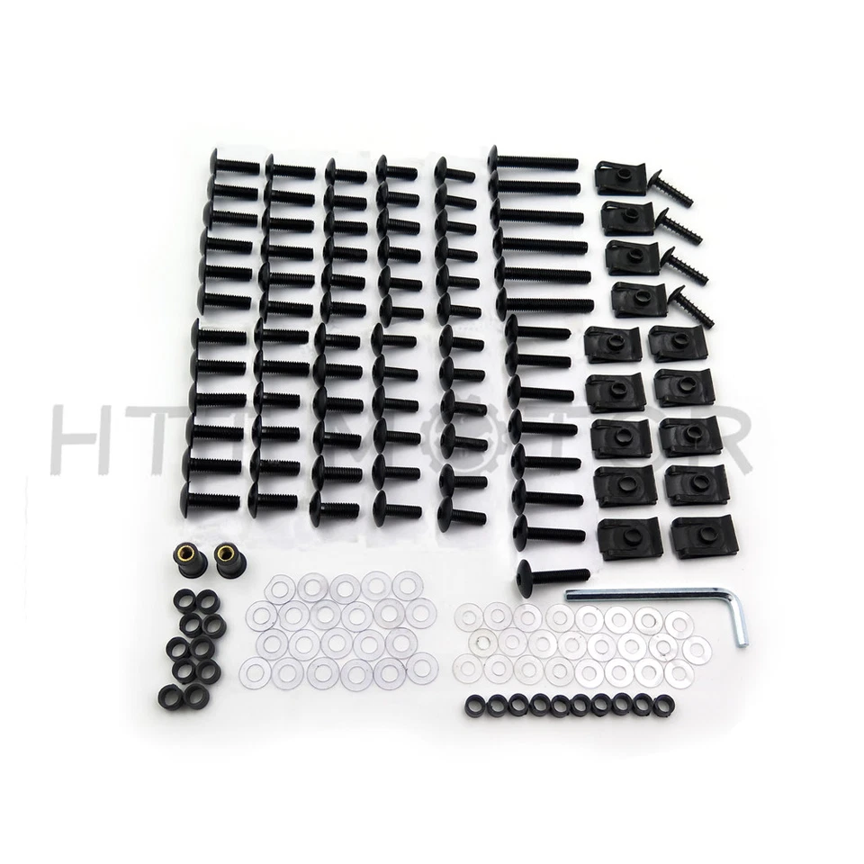 Kit completo de pernos de carenado negro para motocicleta deportiva clips de sujeción tornillos nuevo Foto 4 de 4