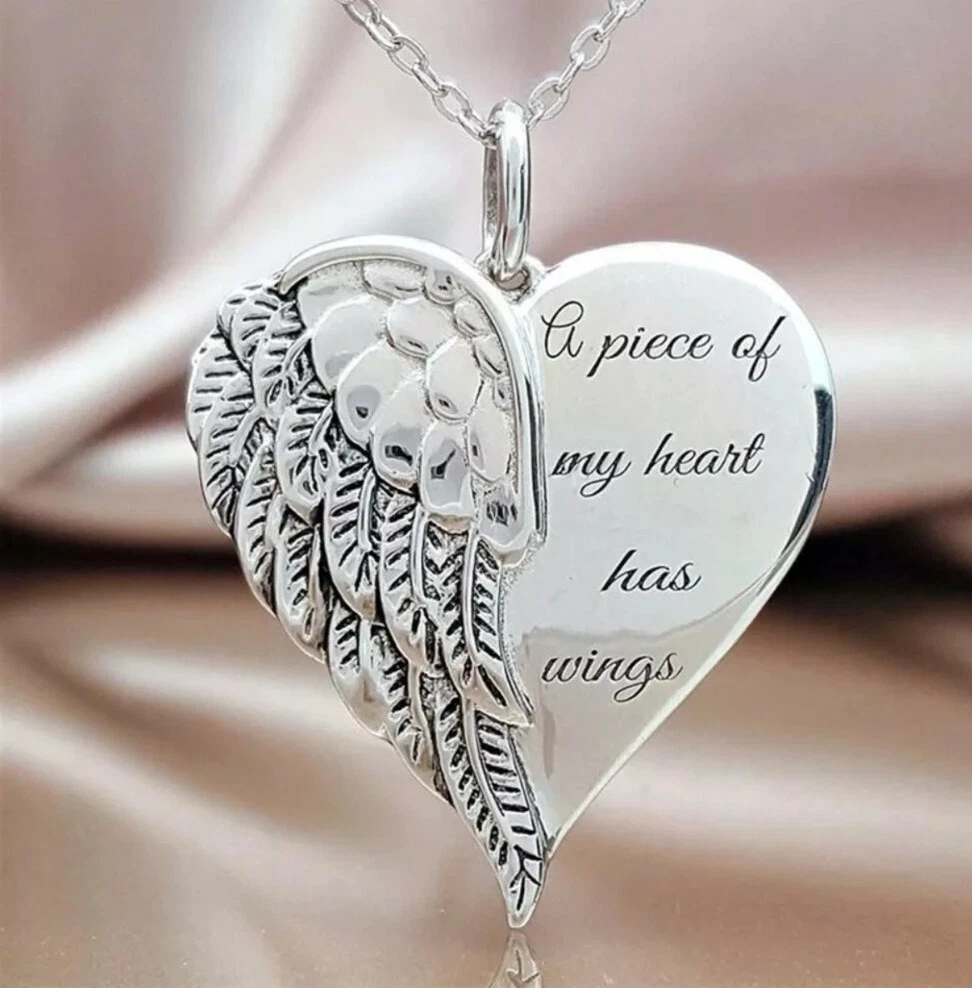 Angel necklace A Piece of My Heart Has Wings Pendant mum sister dad love 350