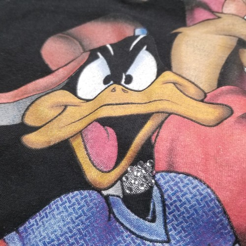 Vintage Looney Tunes T Shirt Men’s XL Y2K Bugs Bunny Taz Daffy Rap Hip Hop Bling - Picture 8 of 10