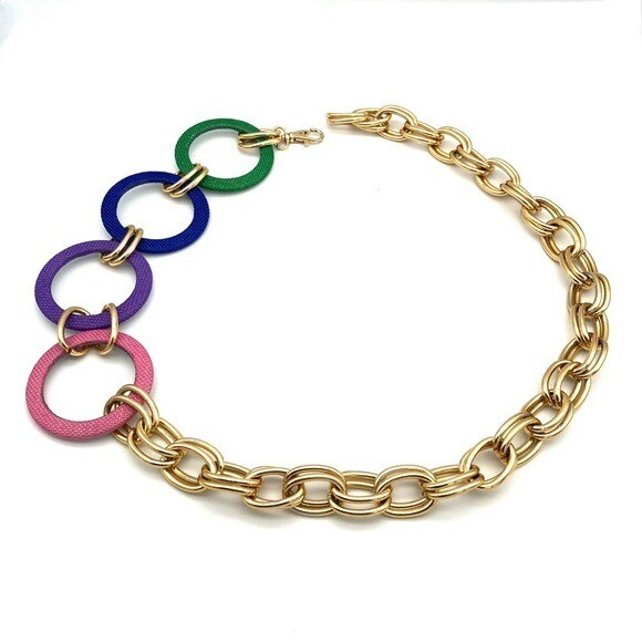 Vintage Multi-Color Ring Chain Belt Adjustable Fit Retro  display picture 1
