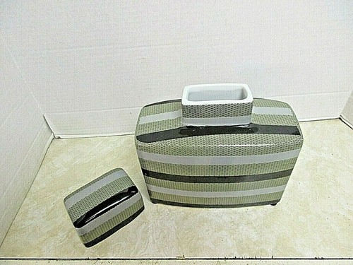 Tri Color Ginger Jar / Canister / Decanter Rectangle Ceramic - Has Hidden Flaw - Picture 5 of 7