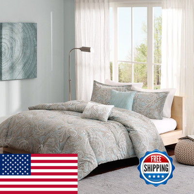 Madison Park Pure Ronan Cotton Comforter Set-Casual Paisley Design All Season