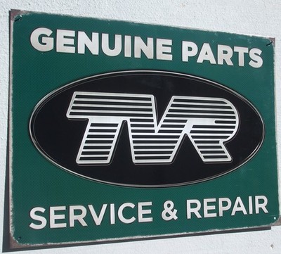 TVR Servive & Repair Genuine Parts Metall Werkstatt Plakat Schild aus England