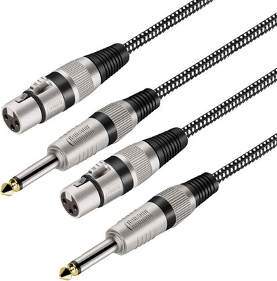 XLR Female to 1/4 Inch TS Cables 3 Ft/2Pack, Nylong Braided XLR 3 Pin Female to