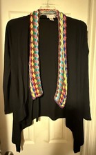 Women s Altar d State Crocheted Black Waterfall Cardigan Size Small