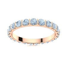 Round Aquamarine Stone Sterling Silver Wedding Birthday New Eternity Ring