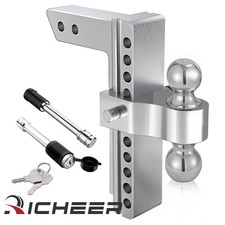 2 Receiver 10 Droprise Adjustable Tow Hitch Dual Ball Mount Trailer 12500 Lb