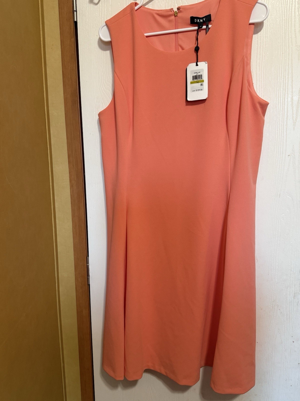 DKNY Women's Sleeveless Dress Color-Blocked Collared, Cream, Size 14