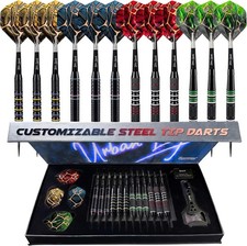 Darts Metal Tip Set - 12 Pack Steel Tip Darts with 32 Glidexpro Flights, Multi-Z